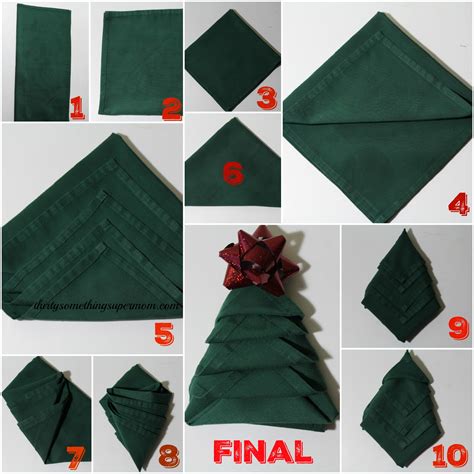 How to Fold Napkins into Christmas Trees - ThirtySomethingSuperMom