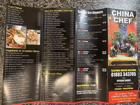 Menu at China Chef - Delicious Chinese Food to Take Away fast food, Caterham, 183 Coulsdon Rd