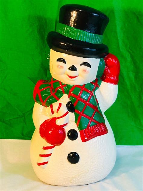 Vintage Snowman Ceramic Figurine Hand Painted Christmas Holiday Decoration | eBay | Holiday ...