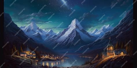 Premium AI Image | A starry night sky with a mountain in the background.