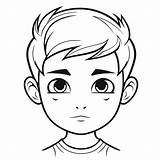 Gambar Sketsa Halaman Mewarnai Garis Wajah Anak Laki Vektor  sketch template