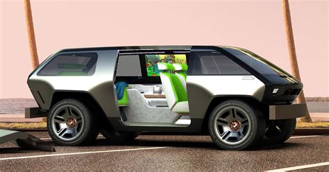 samir sadikhov reimagines tesla cybertruck as a minivan hybrid