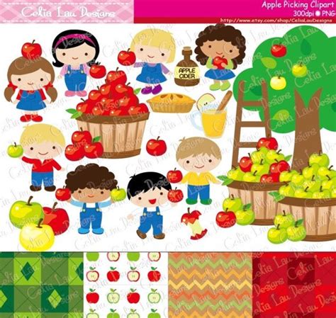 Apple picking clipart Fall clipart Harvest Digital Clip art