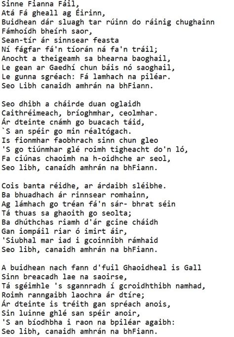 The Irish National Anthem Lyrics And Chords - Irish folk songs