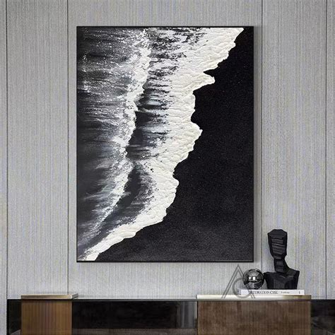 Black and White Ocean Art Abstract Art Black and White Canvas - Etsy