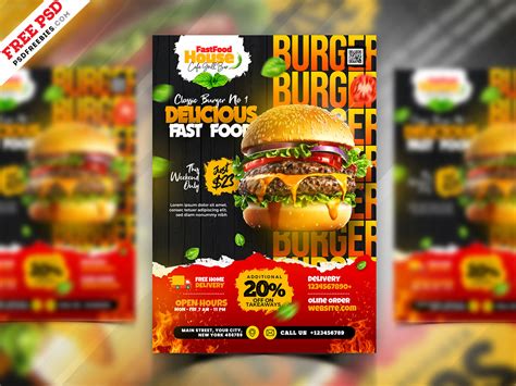 A4 Fast Food Restaurant Flyer Template PSD | PSDFreebies.com