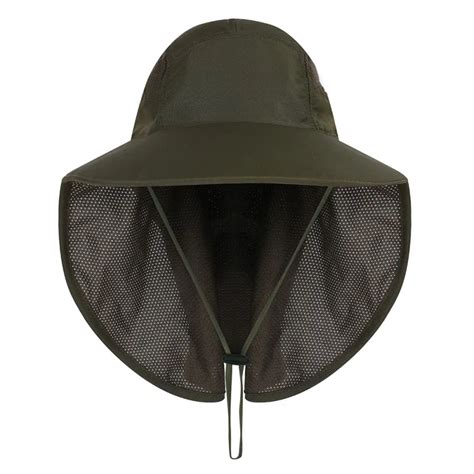 Fishing Cap Waterproof Sunshade Cap with Chin String Ear Neck Flap Cover Double Layer Mesh ...