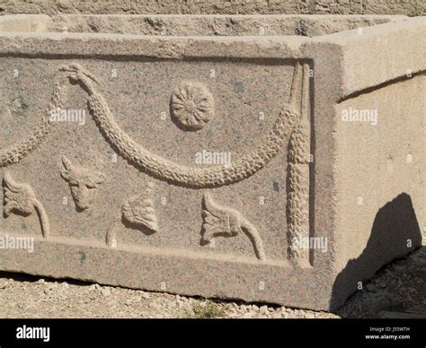 Stone coffin In the outer courtyard at Denderah Temple, near Qena, Egypt Stock Photo - Alamy