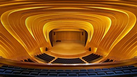 symmetry, Interiors, Modern, Concert hall, Baku, Azerbaijan, Chair, Podiums, Stages, Lights ...