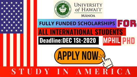 STUDY IN AMERICA | Hawaii University Scholarships (USA) 2021-2022 | For ...