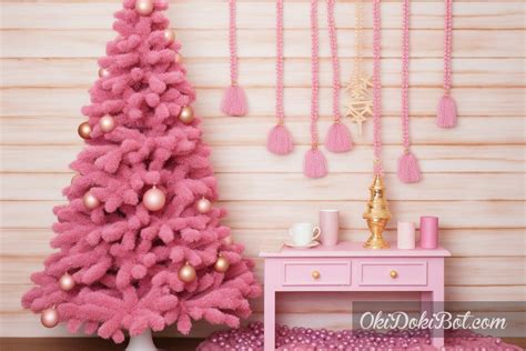 Pink Christmas tree with Christmas tree decorations and Christmas balls | Okidokibot, AI art, AI ...