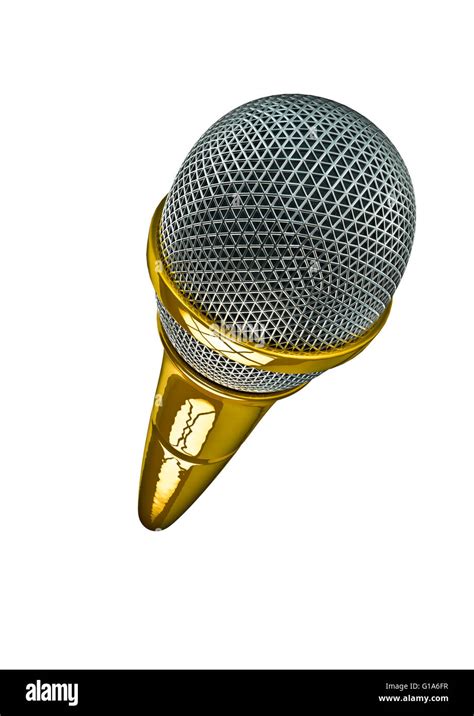 Microphone singer gold / 3D render golden of microphone Stock Photo - Alamy