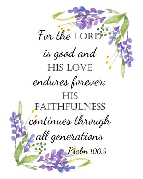 Psalm 100:5 Bible Verse Printable, for the Lord is Good, Psalm ...