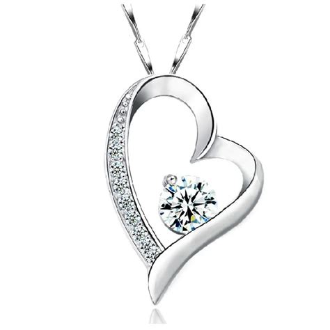 Free shipping 925 sterling silver plated pendant necklace wedding Swiss ...