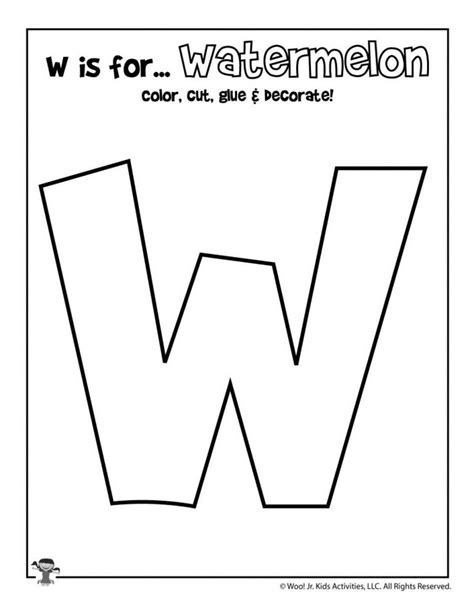 W is for Watermelon Coloring Craft Activity | Woo! Jr. Kids Activities : Children's Publishing ...