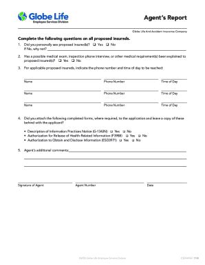 Fillable Online Globe Life Accident Form - Fill Online, Printable, Fillable ... Fax Email Print ...