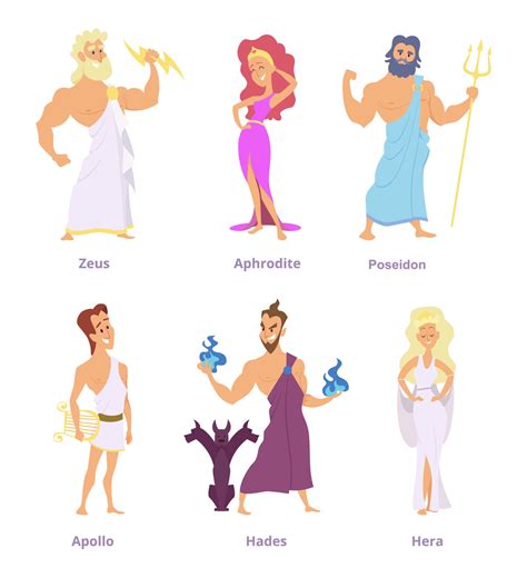 Ancient greek mythology. The gods and goddesses of olympus. Cartoon fu By ONYX | TheHungryJPEG