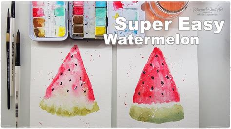 Super Easy Beginners Watercolor Watermelon for Kids ♡ Maremi's Small Art ♡ - YouTube