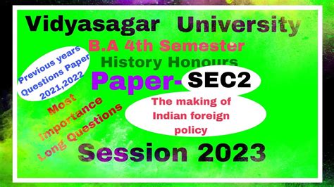 Vidyasagar University B.A.4th Semester History Honours,SEC2,Previous ...