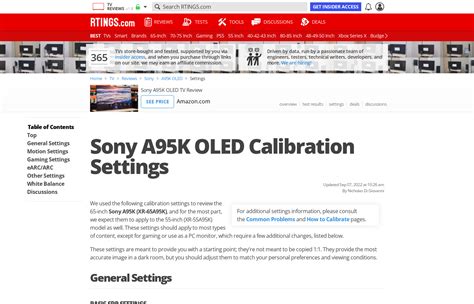 Sony A95K OLED Calibration Settings - RTINGS.com