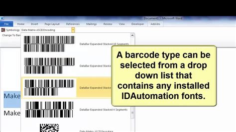 How to Create Barcodes in Microsoft Word using Barcode Fonts and Microsoft Office Add-In - YouTube