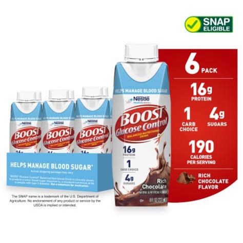 BOOST Glucose Control Ready to Drink Chocolate Protein Shake Multipack, 6 pk / 8 fl oz - Pick ‘n ...