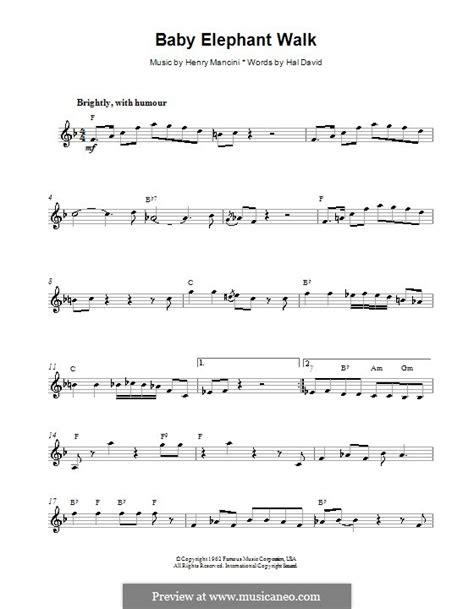 Baby Elephant Walk by H. Mancini - sheet music on MusicaNeo