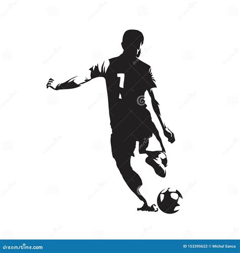 Soccer Player Kicking Ball, Isolated Vector Silhouette Stock Vector ...