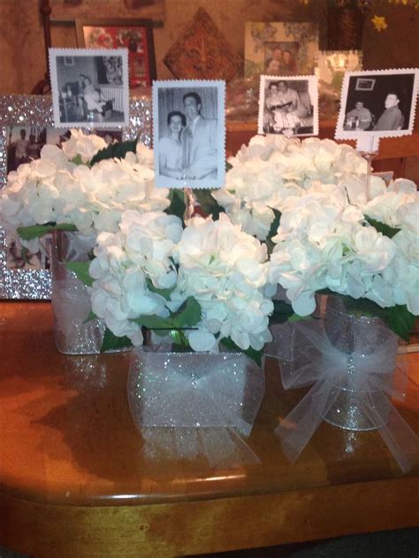 60th Anniversary party idea for table centerpiece. Put a picture… | Wedding anniversary party ...