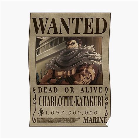 Charlotte Katakuri Wanted One Piece Katakuri Bounty Poster Premium ...