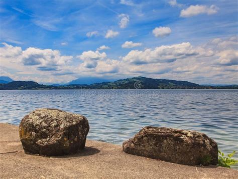 Lake Zug in Switzerland stock image. Image of cloud, mountain - 93226415