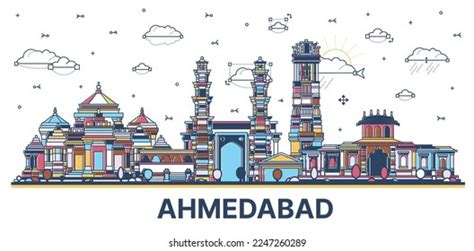 Outline Ahmedabad India City Skyline Colored Stock Vector (Royalty Free) 2247260289 | Shutterstock