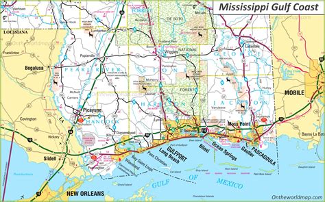 Map of Mississippi Gulf Coast - Ontheworldmap.com