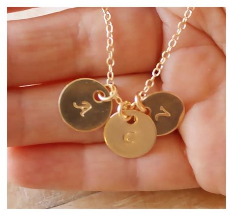 Personalized Gold Disc Necklace Initial Gold Disc - Etsy