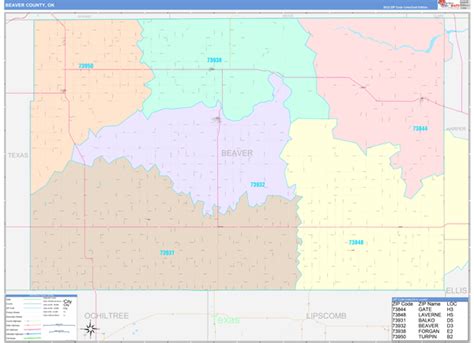 Beaver County, OK Wall Map Color Cast Style by MarketMAPS - MapSales