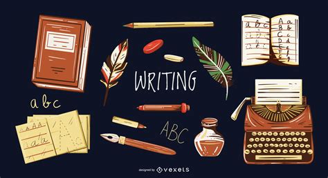 Writing Elements Illustration Set Vector Download