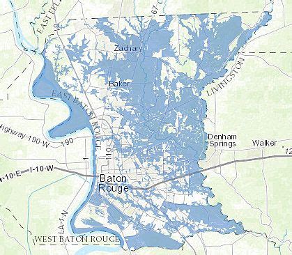 Map Of Baton Rouge Flooding - Vector U S Map