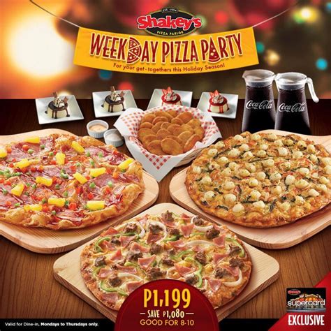 SHAKEYS' Weekday Pizza Party for Php1199 until December 21, 2017