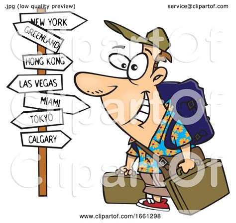 Cartoon White Male World Traveler by toonaday #1661298