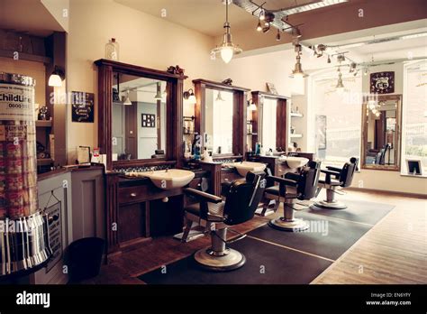 Men's barber shop, retro styled interior design Stock Photo: 81902575 ...