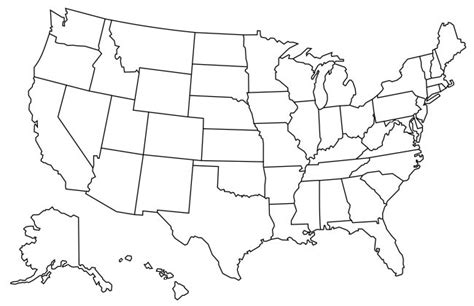 Mapa de Estados Unidos para colorear - Mapa de Estados Unidos