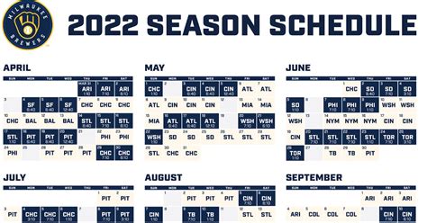 Brewers Schedule Printable