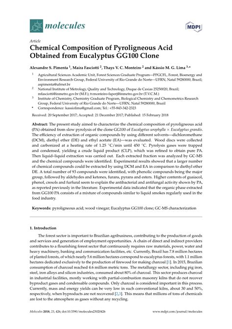 (PDF) Chemical Composition of Pyroligneous Acid Obtained from ...