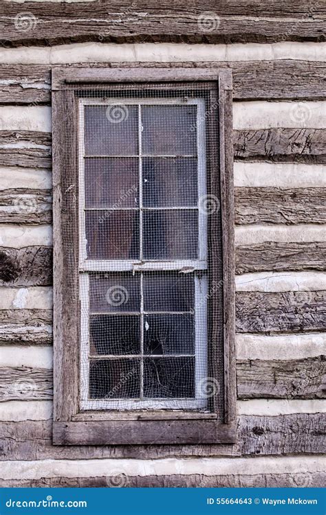 Historic Log Cabin Window Stock Photo - Image: 55664643