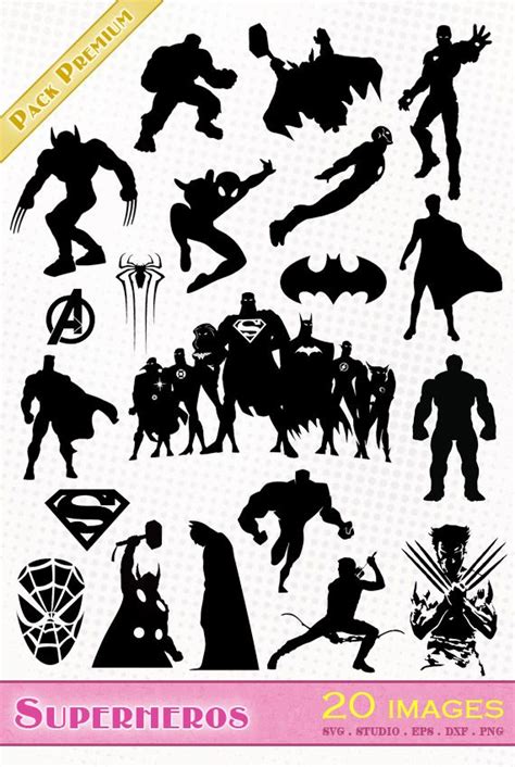 Superhéros Marvel Avengers - 20 images SVG, PNG, STUDIO, EPS, DXF | Pochoir silhouette, Portrait ...