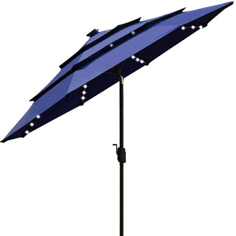 EliteShade Sunbrella Solar 9ft 3 Tiers Market Umbrella with 80 LED ...