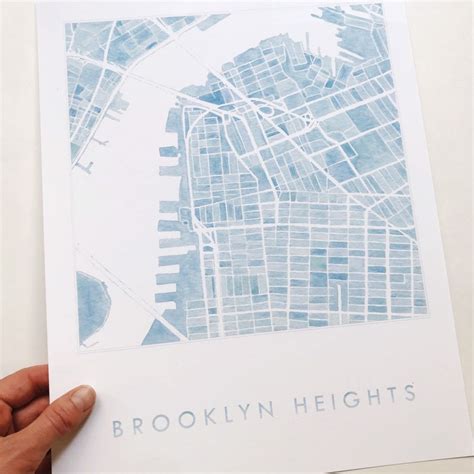 BROOKLYN HEIGHTS Downtown Brooklyn Map Watercolor Print New | Etsy