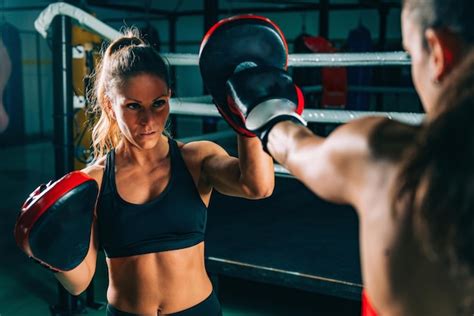 Premium Photo | Women on boxing training