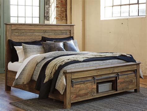 Signature Design by Ashley Sommerford California King Panel Storage Bed with Barn Doors | Del ...