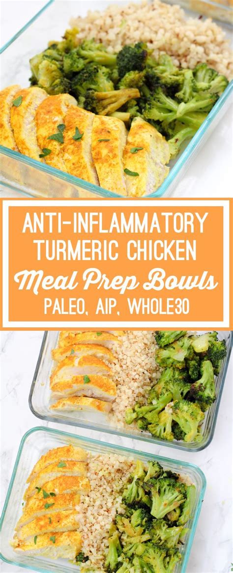 Anti-inflammatory Turmeric Chicken Meal Prep Bowls (Paleo, Whole30, AIP ...